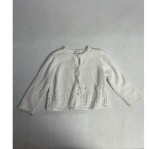 Coquette Sophie Rose‎ Kids 3T White Pointelle Knit Bow Scallop Cardigan Sweater